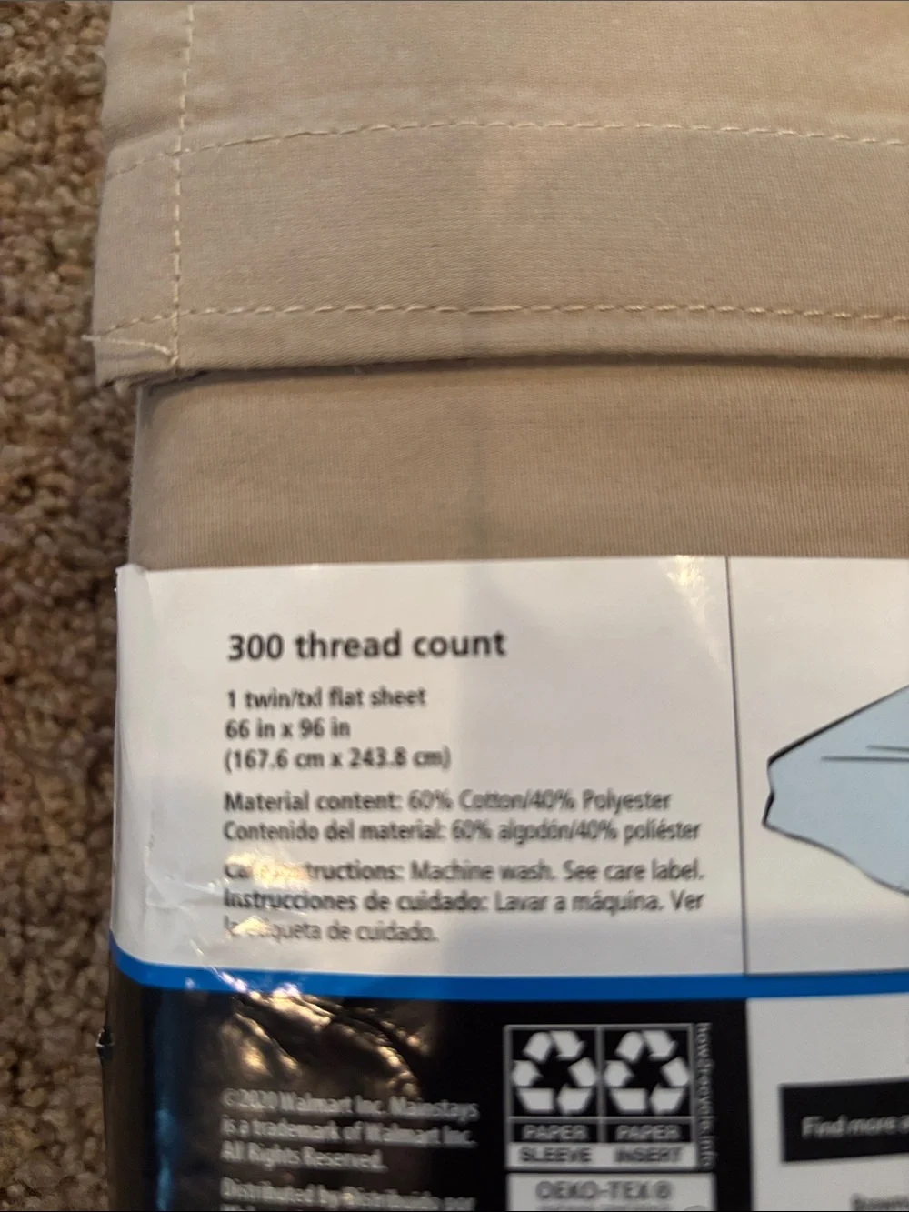 Mainstays Flat Sheet in Taupe Neutral